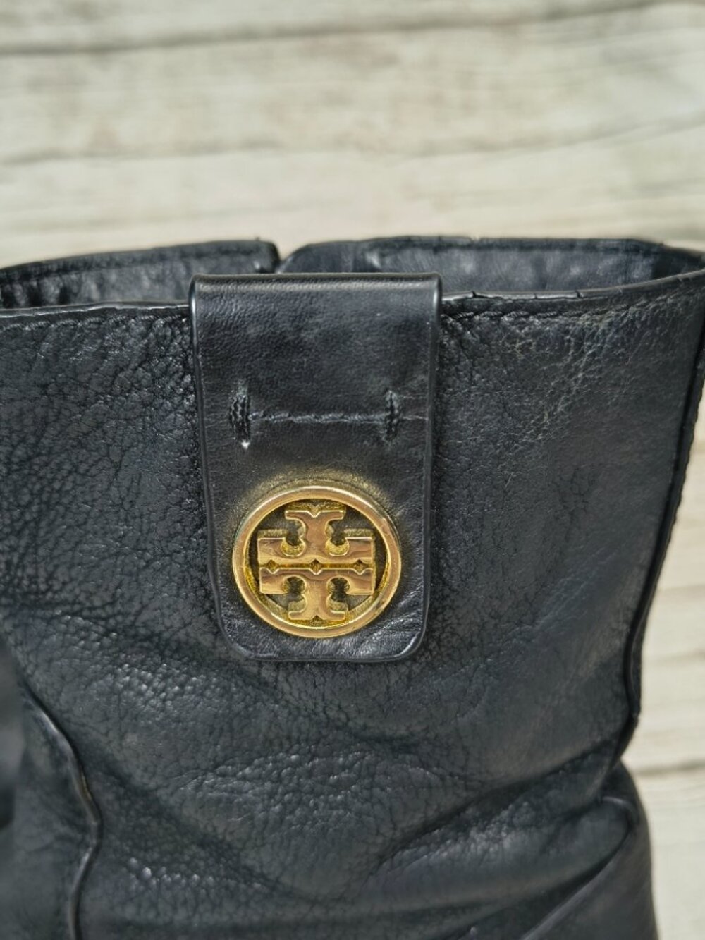 Tory Burch black Leather Moto Booties Women Size 7 - Picture 6 of 9